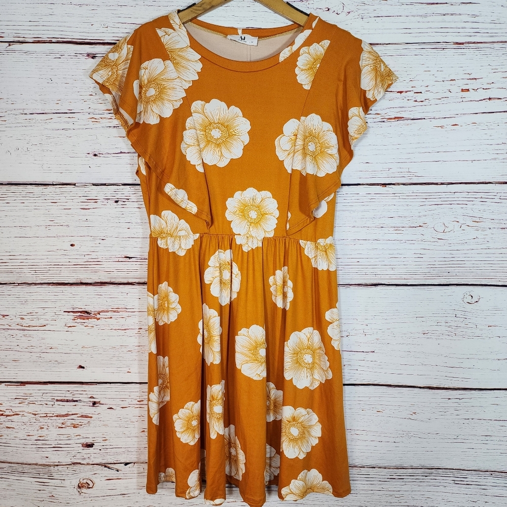 Amelia James Floral Orange Dress